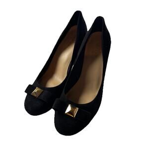 Kate Spade 8 Heel Pump Lucinda Black Suede Leather Bow